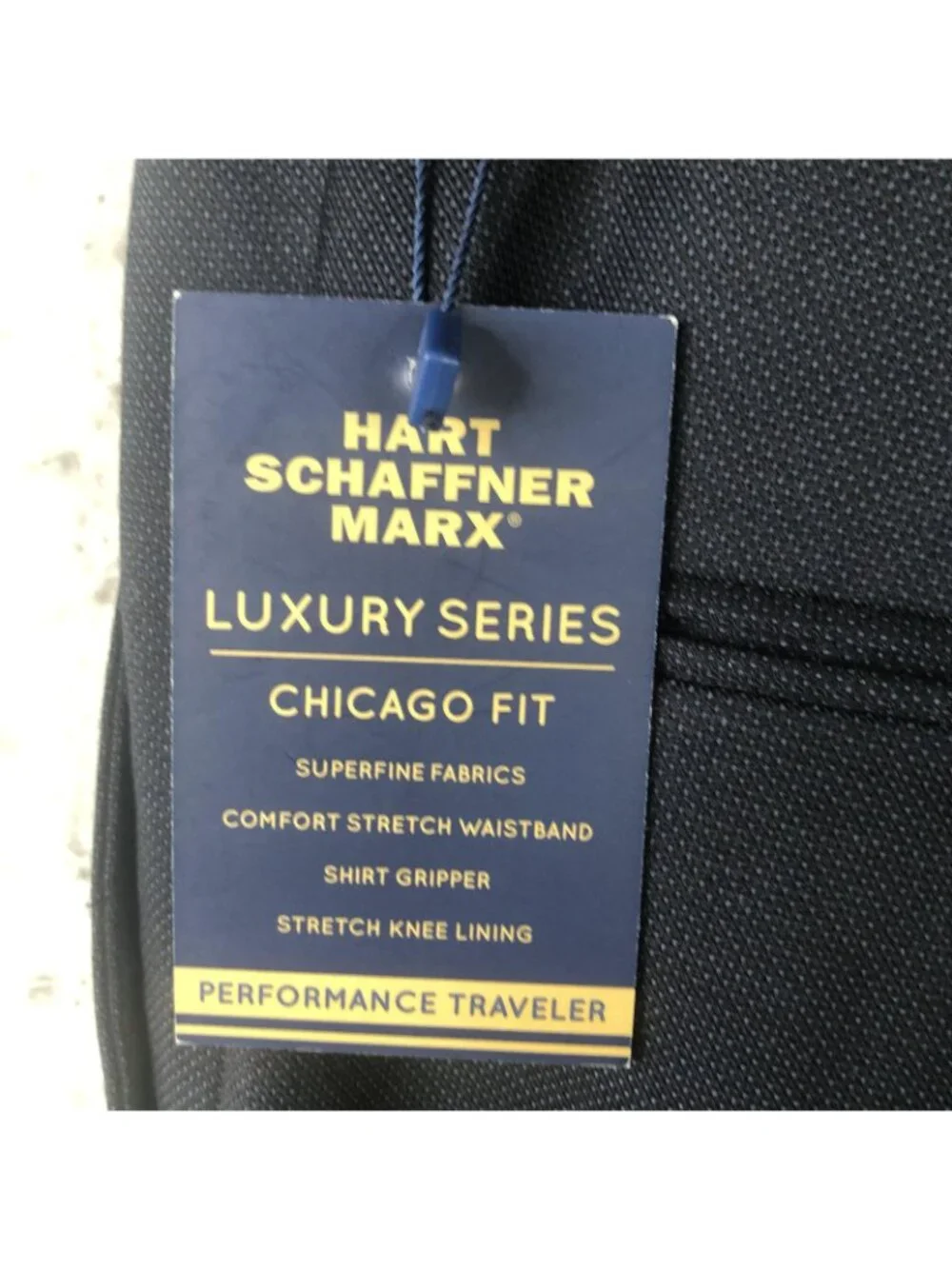 Hart Schaffner Marx Pants Mens 35 Blue Wool Performance Traveler Chicago Fit - Picture 11 of 15